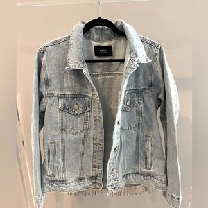 Akira Rhinestone Fringe Denim Jacket
